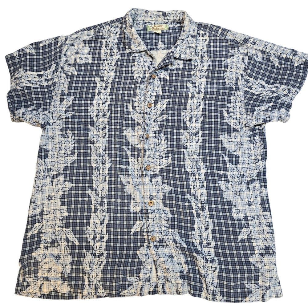 Tommy Bahama 100% Silk Shirt Mens XL Blue Hawaiian Camp Button Up